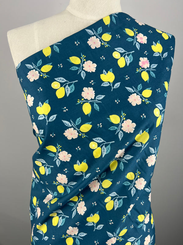 Printed Cotton - Floral Lemons - 150cm