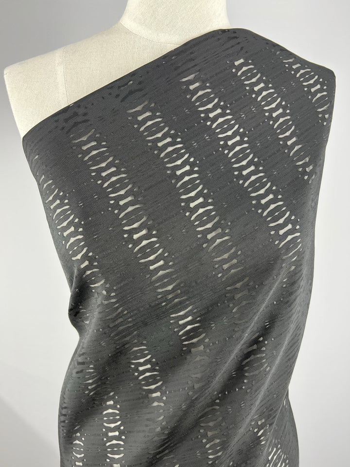 Designer Jet Black Satin - Burnout 145cm - Super Cheap Fabrics